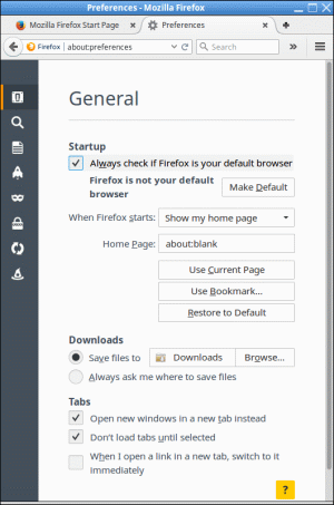 Firefox Options/Preferences Firefox Options/Preferences