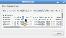 User Agent Overrider preferences