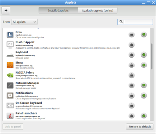 Cinnamon's Panel - applets Cinnamon's Panel - applets