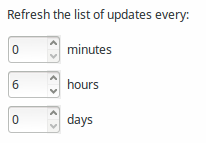 Linux Mint Cinnamon Update Manager, set to check every six hours Linux Mint Cinnamon Update Manager, set to check every six hours